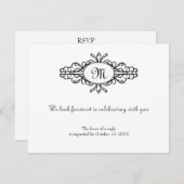 Barockrahmen Monogramm Hochzeitskarte Rsvp (Vorne/Hinten)