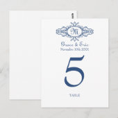 Barockrahmen Monogramm Hochzeitskarte Tischnummer (Vorne/Hinten)