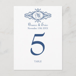 Barockrahmen Monogramm Hochzeitskarte Tischnummer