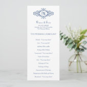 Barockrahmen-Monogramm navyblaue Hochzeitsprogramm Programm (Stehend Vorderseite)
