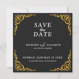 Barockrahmen Royal Black and Gold Ornamental Save The Date