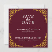 Barockrahmen Royal Burgund Ornamental Save The Date (Vorderseite)