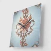Barockrose Quadratische Wanduhr (Winkel)