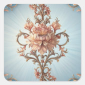 Barockrose quadratischer aufkleber (Vorderseite)