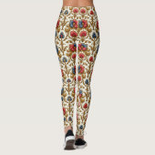 Barockrot-Blau- und Gold-Blume Leggings (Rückseite)