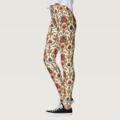 Barockrot-Blau- und Gold-Blume Leggings (Links)