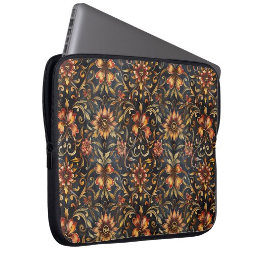 Barockrot-Gold-Symphonie Laptopschutzhülle (Vorne Rechts)