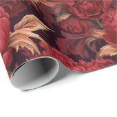 Barockrot-Muster Geschenkpapier (Rolleneckpunkt)