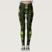 Barockschädel Muster Grüne Leggings (Vorderseite)