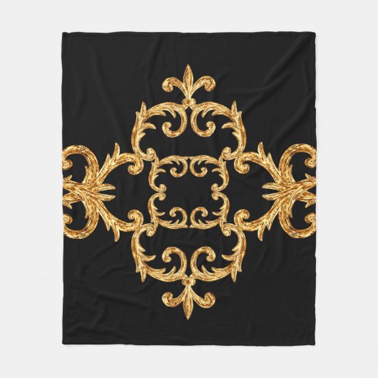 Barockschmuck mit goldenem Muster Fleecedecke (Vorderseite)