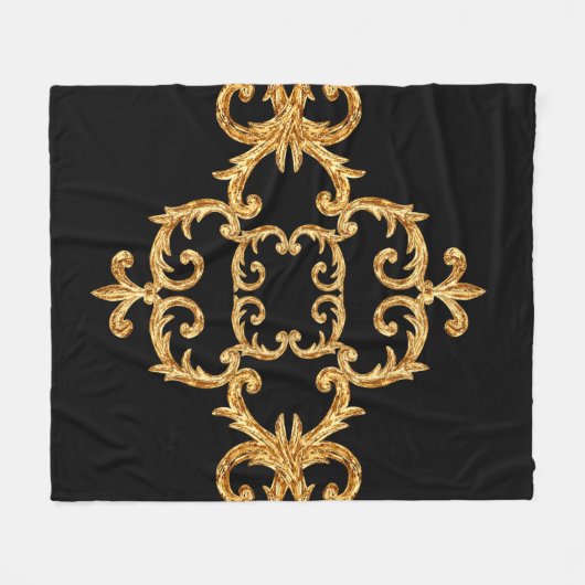 Barockschmuck mit goldenem Muster Fleecedecke (Vorderseite (Horizontal))