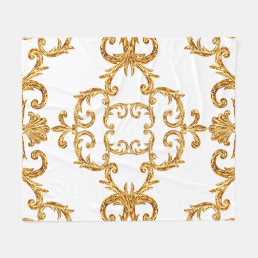 Barockschmuck mit goldenem Muster Fleecedecke (Vorderseite (Horizontal))