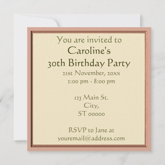 Barockschmuck-Party Einladung (Rückseite)