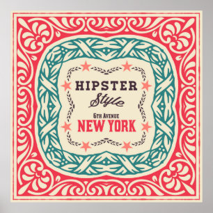 Barockschmuck und Blumendetails, Hipster-Karte Poster