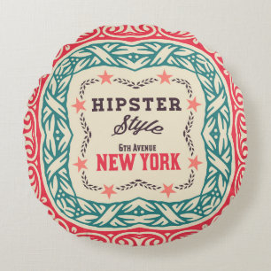 Barockschmuck und Blumendetails, Hipster-Karte Rundes Kissen