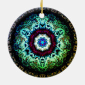 Barockschneeflockenähnliche farbenfrohe Muster Keramik Ornament (Hinten)