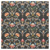 Barockschwarzer floraler Damast Stoff (Muster)