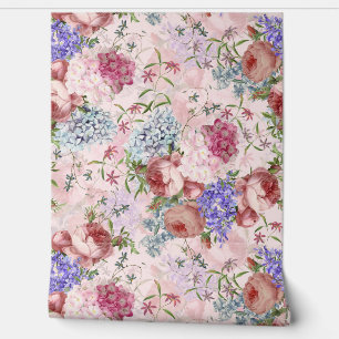 Barocksommerliche Rose Vintager Blumengarten Tapete