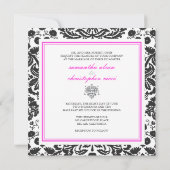 Barockspitzen-Damast/heißen rosa Einladungen (Rückseite)
