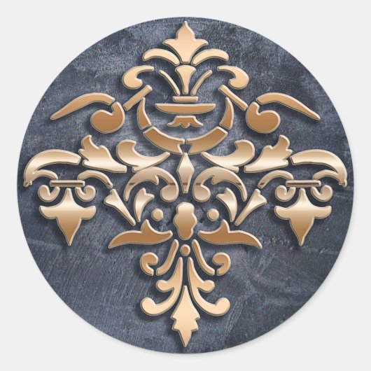 Barockstil auf Grunge-Hintergrund. Runder Aufkleber (Vorderseite)