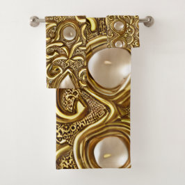 Barockstil Burniertes goldflorales Muster Badhandtuch Set