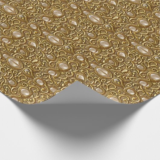 Barockstil Burniertes goldflorales Muster Geschenkpapier (Ecke)