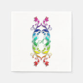 Barockstil Regenbogenblumenelement. Monogramm. Serviette (Vorderseite)