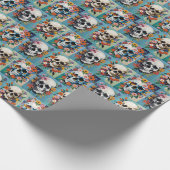 Barockstil-Skulpturen und Rose Geschenkpapier (Ecke)