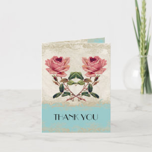Barockstil Vintage-Rose Aqua Danke-Notizkarten Dankeskarte