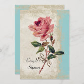Barockstil Vintage Rose Aqua Ticino Einladung (Vorne/Hinten)