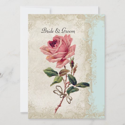 Barockstil Vintage Rose Aqua Ticino Einladung (Vorderseite)