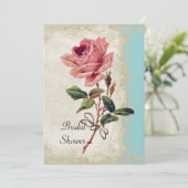Barockstil Vintage Rose Aqua Ticino Einladung (Stehend Vorderseite)