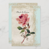 Barockstil Vintage Rose Aqua Ticino Einladung (Vorne/Hinten)
