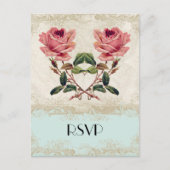 Barockstil Vintage Rose Aqua Ticino Einladungspostkarte (Vorderseite)