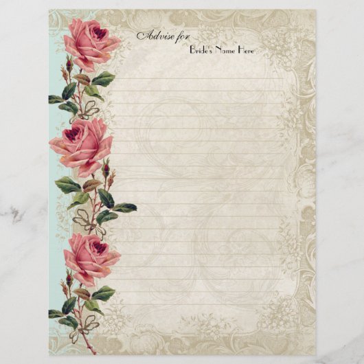 Barockstil Vintage Rose Aqua Ticino Flyer (Vorne)