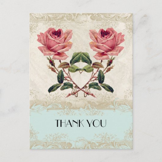 Barockstil Vintage Rose Aqua Ticino Postkarte (Vorderseite)