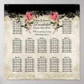 Barockstil Vintage Rose Empfang Sitzplan Poster (Vorne)