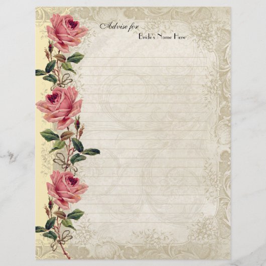 Barockstil Vintage Rose Gelb an Creme Lace Flyer (Vorne)