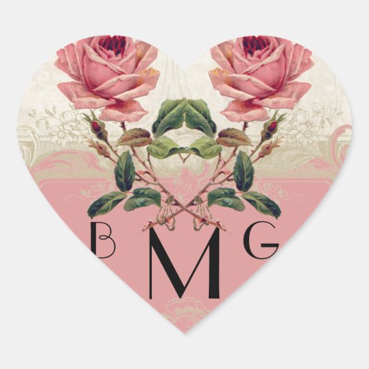 Barockstil Vintage Rose Lace Herz-Aufkleber (Vorderseite)