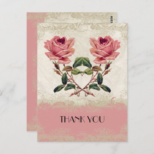Barockstil Vintage Rose Lace Postkarte (Vorne/Hinten)