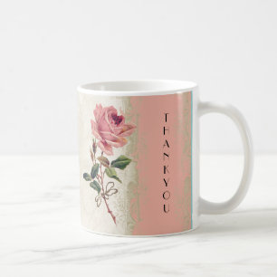 Barockstil Vintage-Rose Lachs-n-Cream-Spitze Kaffeetasse