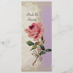 Barockstil Vintage-Rose Lilac n Cream Spitze Menükarte