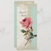 Barockstil Vintage Rose Minze n Cream Lace Einladung (Vorne/Hinten)