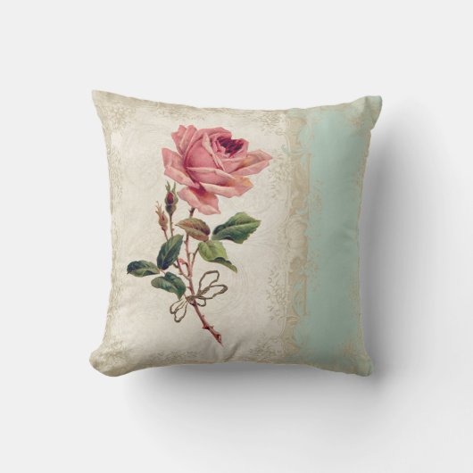 Barockstil Vintage Rose Minze n Cream Lace Kissen (Vorderseite)