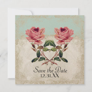 Barockstil Vintage Rose Minze n Cream Lace Save The Date