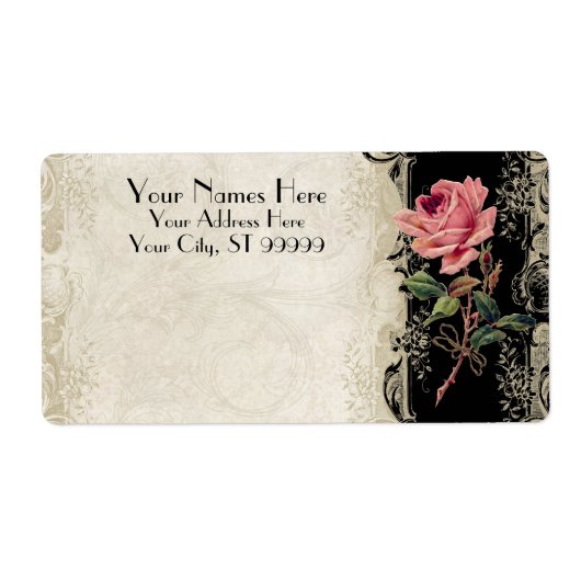 Barockstil Vintage Rose Schwarz an Creme Lace (Vorne)