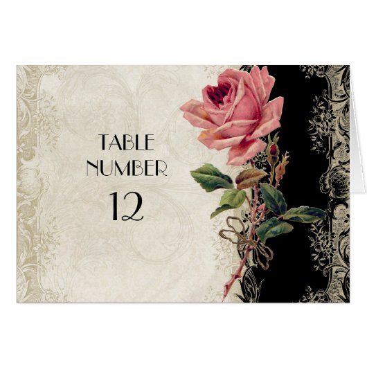 Barockstil Vintage Rose Schwarz an Creme Lace (Vorderseite (Horizontal))