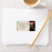 Barockstil Vintage Rose Schwarz an Creme Lace Adressaufkleber (Insitu)