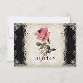 Barockstil Vintage Rose Schwarz an Creme Lace Einladung (Rückseite)