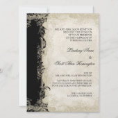 Barockstil Vintage Rose Schwarz an Creme Lace Einladung (Rückseite)